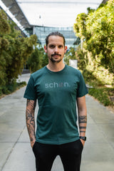 schøn. Shirt Logo Leaves Glazed Green